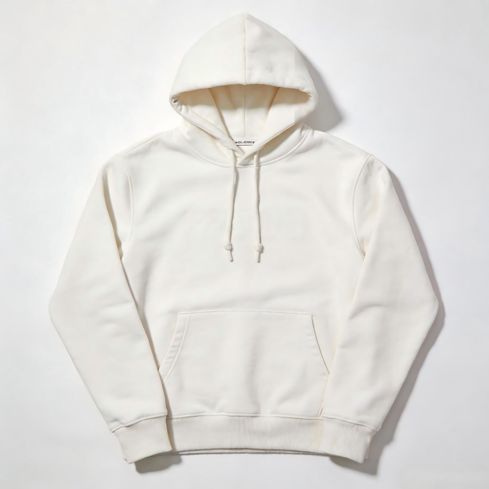 White sweatshirt, a simple and casual style.